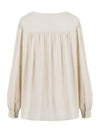 Helena round neck puff shirring blouse ivory HELENA23IV - RAMUSTUDIO - BALAAN 3