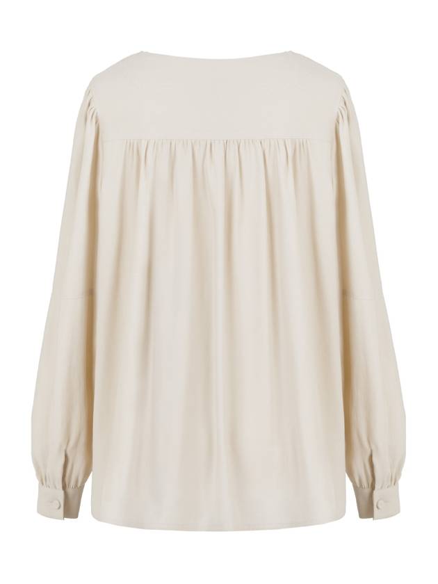 Helena round neck puff shirring blouse ivory HELENA23IV - RAMUSTUDIO - BALAAN 3