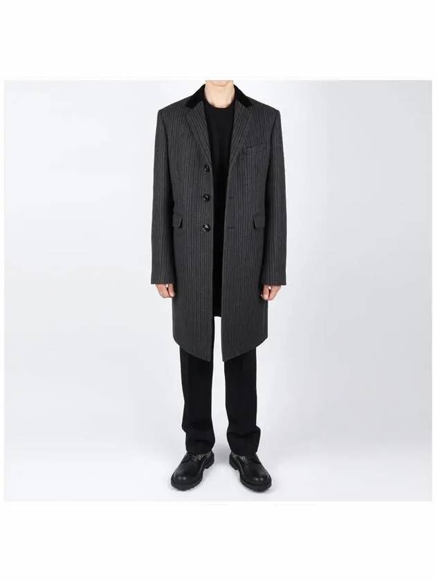 chesterfield Striped Single Coat Anthracite Black - CELINE - BALAAN 3