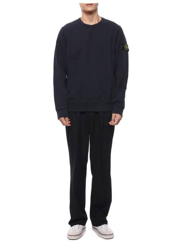 Brushed Cotton Fleece Garment Dyed Crewneck Sweatshirt Navy - STONE ISLAND - BALAAN 4