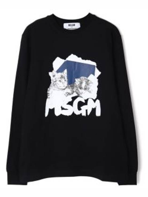 Graphic Print Cotton Hoodie Black - MSGM - BALAAN 2