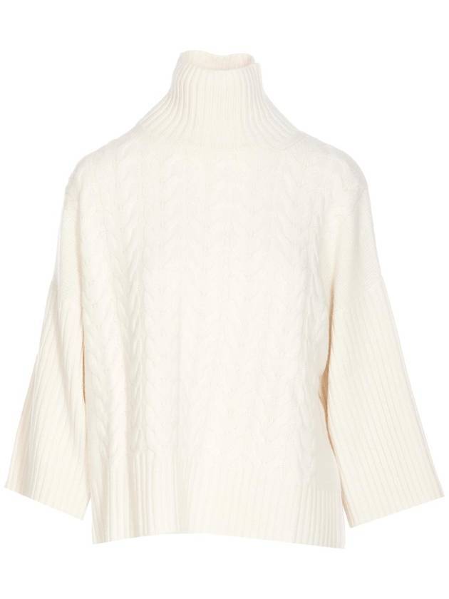 Women's Okra Cable Cashmere Turtleneck White - MAX MARA - BALAAN 1