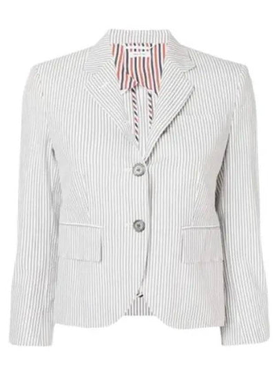 Striped Seersucker Half Line Single Jacket Grey - THOM BROWNE - BALAAN 2