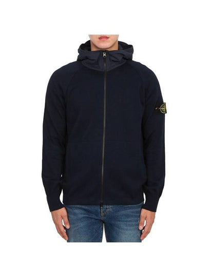 Men's Soft Cotton Zip Up Hoodie Navy - STONE ISLAND - BALAAN 2