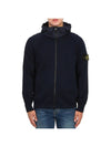 Men's Soft Cotton Zip Up Hoodie Navy - STONE ISLAND - BALAAN 1