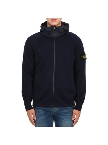 Men's Soft Cotton Zip Up Hoodie Navy - STONE ISLAND - BALAAN 1