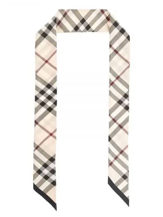 Skinny Check Silk Scarf Stone - BURBERRY - BALAAN 2