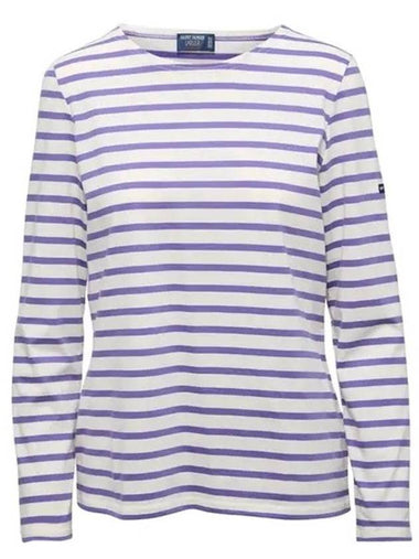 Galathee Striped Sailor Long Sleeve T-Shirt Ecru Violet - SAINT JAMES - BALAAN 1