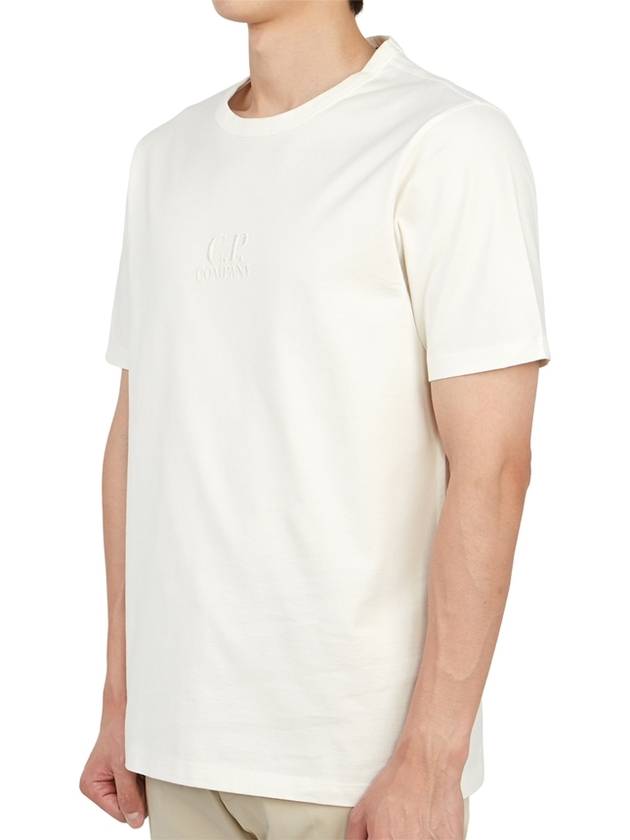 Embroidered Logo Cotton Short Sleeve T-Shirt White - CP COMPANY - BALAAN 3