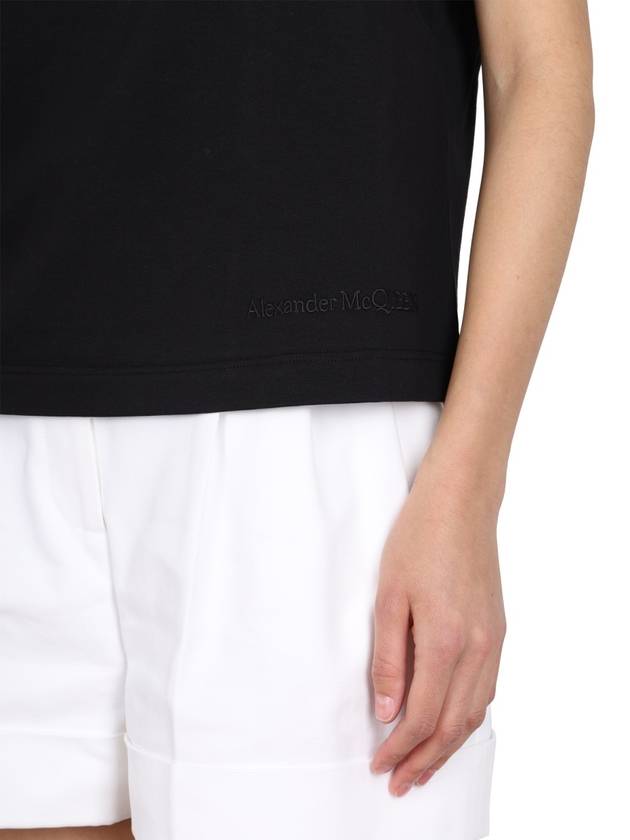 Women's Crew Neck Short Sleeve T-Shirt Black - ALEXANDER MCQUEEN - BALAAN 5