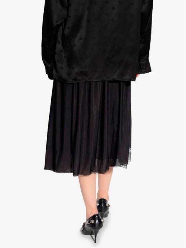 Lace Trimmed A-Line Skirt Black - BALENCIAGA - BALAAN 4