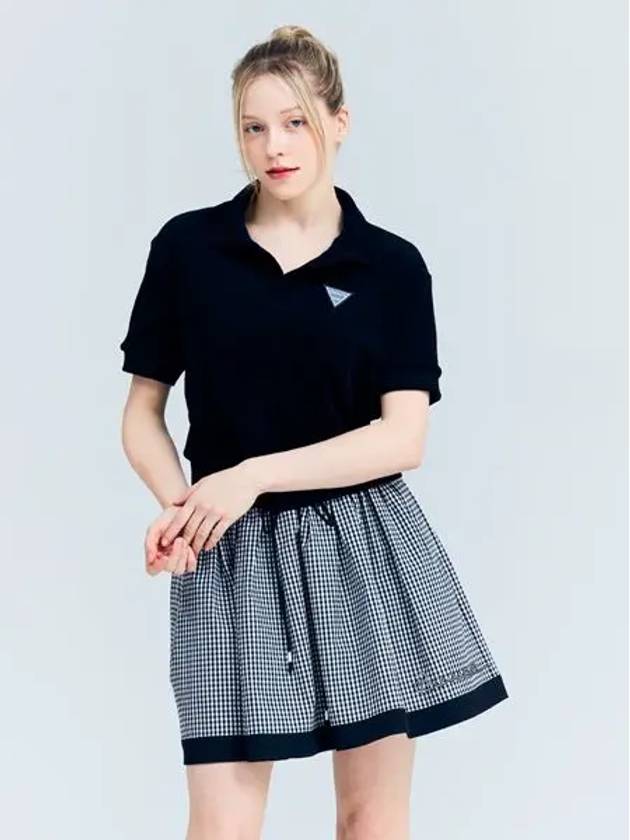 Golf Tennis Checked Flare Skirt Black - AVAVE - BALAAN 1