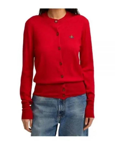 Bea Logo Wool Cardigan Red - VIVIENNE WESTWOOD - BALAAN 2