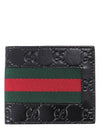 GG Signature Web Leather Half Wallet Black - GUCCI - BALAAN 2