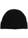 Logo Patch Wool Beanie Black - STONE ISLAND - BALAAN 3