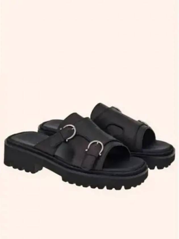 Gancini Buckle Sandals Black - SALVATORE FERRAGAMO - BALAAN 2