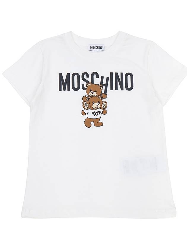 Kids Teddy Logo Jersey Short Sleeve T-Shirt White - MOSCHINO - BALAAN 2