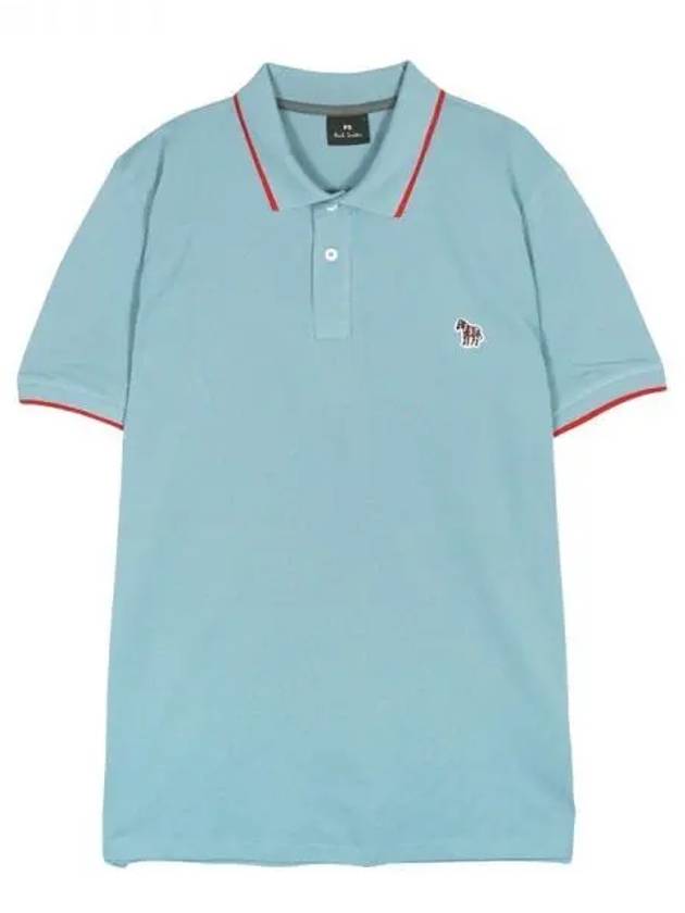 Zebra Logo Regular Fit Short Sleeve Polo Shirt Blue - PAUL SMITH - BALAAN 2