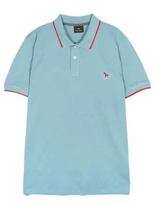 Zebra Logo Regular Fit Short Sleeve Polo Shirt Blue - PAUL SMITH - BALAAN 2