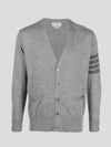 4-Bar Stripe Sustainable Merino Wool Cardigan Grey - THOM BROWNE - BALAAN 2