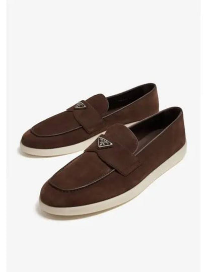 Triangle Logo Suede Loafers Dark Brown - PRADA - BALAAN 2