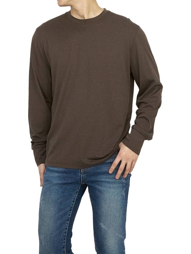 Embroidered Logo Lyocell Cotton Blend Jersey Long Sleeve T-Shirt Dark Chocolate - TOM FORD - BALAAN 8