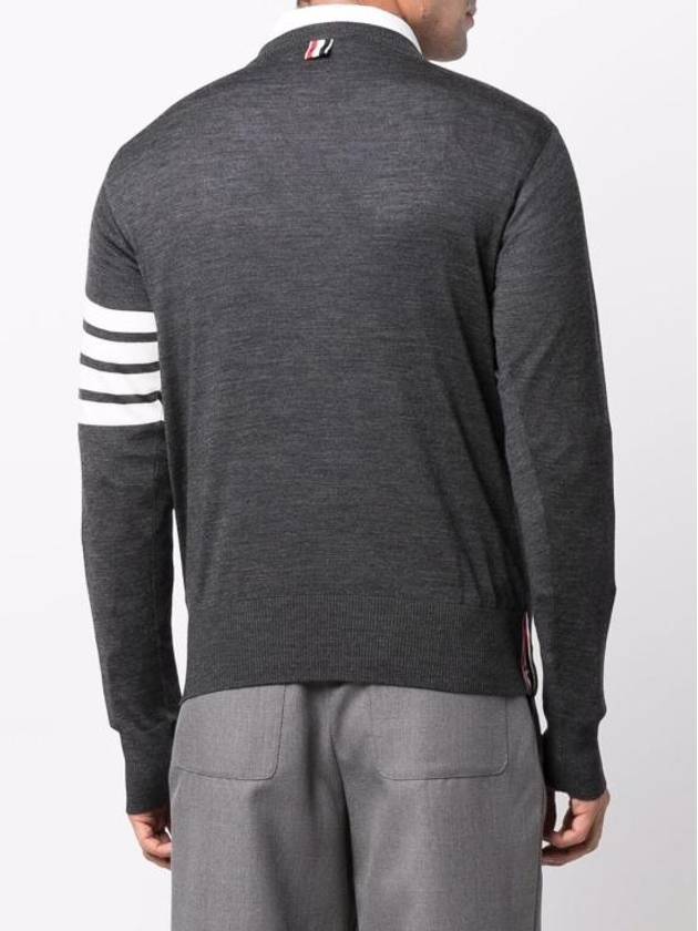 4 Bar Armband Classic Merino Wool Knit Top Dark Grey - THOM BROWNE - BALAAN 5