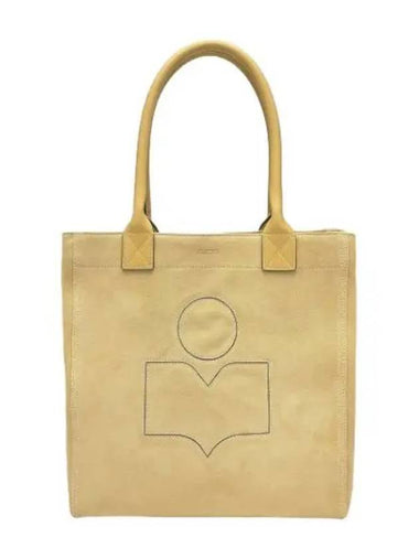 Small suede Yenki logo tote bag light yellow - ISABEL MARANT - BALAAN 1