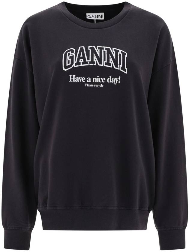 Isoli Oversized Cotton Sweatshirt Black - GANNI - BALAAN 2