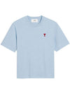 Small Heart Logo Boxy Fit Short Sleeve T-Shirt Light Blue - AMI - BALAAN 1