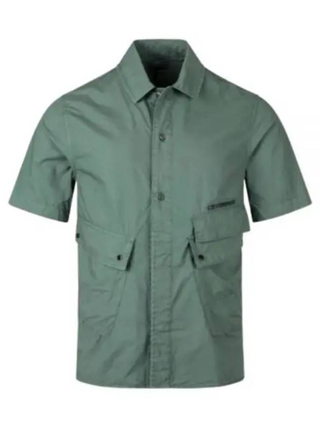 Cotton Popeline Pocket Short Sleeve Shirt Green - CP COMPANY - BALAAN 2