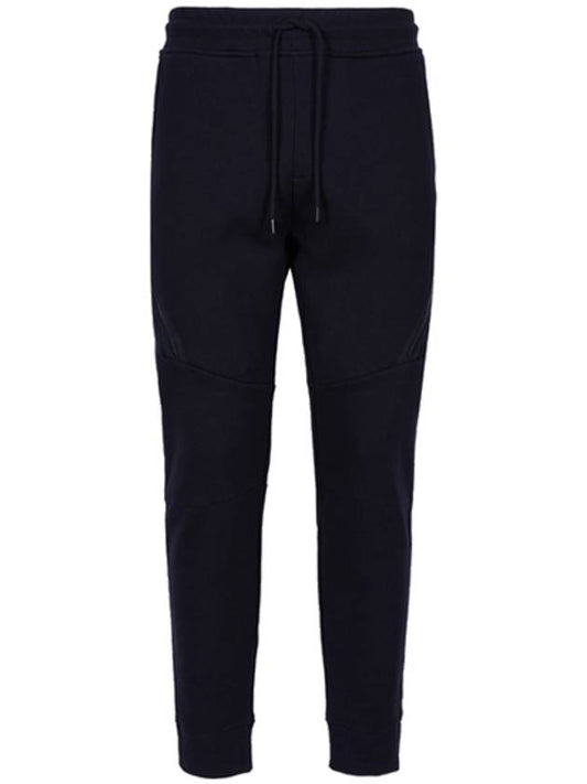 Men's Diagonal Lens Wappen Fleece Track Pants Navy - CP COMPANY - BALAAN.