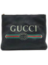 Women s Gucci 500981 Black Leather WEB Logo Print Portfolio Medium Clutch gt Pouch Gangbuk used luxury goods - GUCCI - BALAAN 2