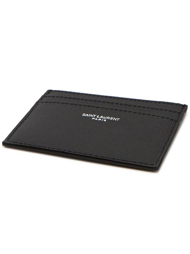 Embossed Leather Card Wallet Black - SAINT LAURENT - BALAAN 4