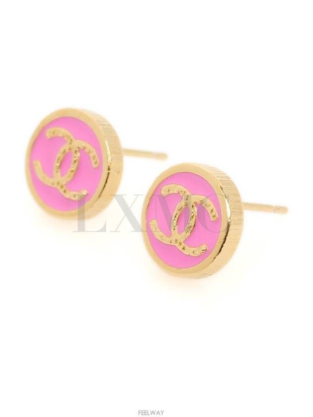 Pink Gold Coco Button Round Circle Earrings ABC830 Coin CC - CHANEL - BALAAN 6