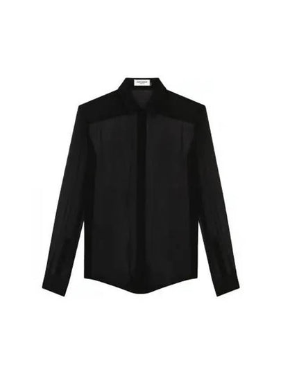 See-through Long Sleeve Shirt Black - SAINT LAURENT - BALAAN 2