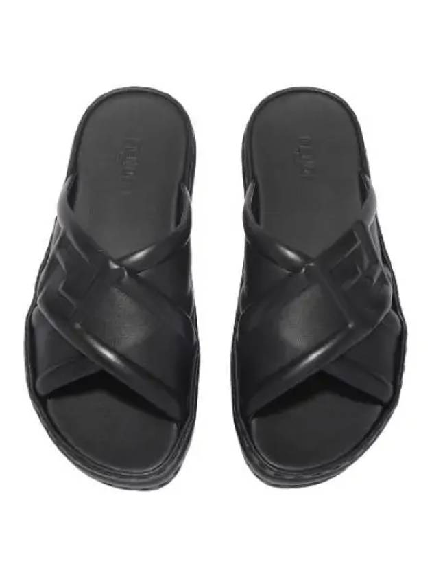 FF Logo Cross Slippers Black - FENDI - BALAAN 2