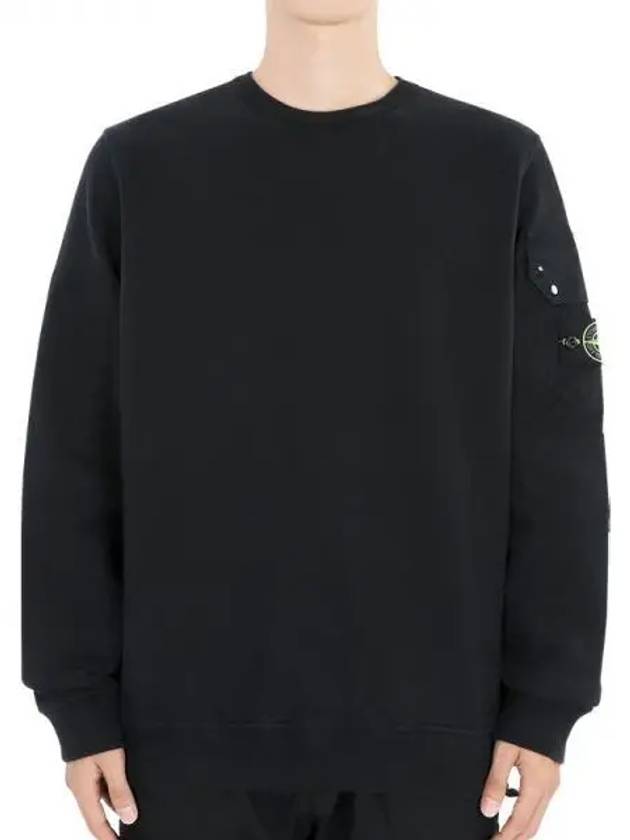 Brushed Organic Cotton Fleece Sweatshirt Black - STONE ISLAND - BALAAN 2