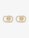 Claire D Lune Finish Metal White Crystal Earrings Gold - DIOR - BALAAN 3