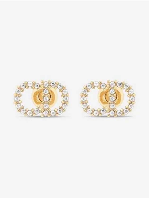 Claire D Lune Finish Metal White Crystal Earrings Gold - DIOR - BALAAN 3