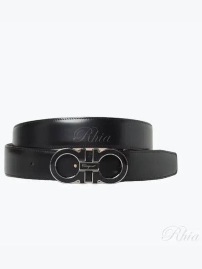 Gancini Metal Logo Leather Belt Black - SALVATORE FERRAGAMO - BALAAN 2