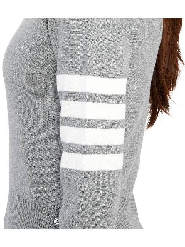 4-Bar Milano Stitch Crew Neck Knit Top Light Grey - THOM BROWNE - BALAAN 9