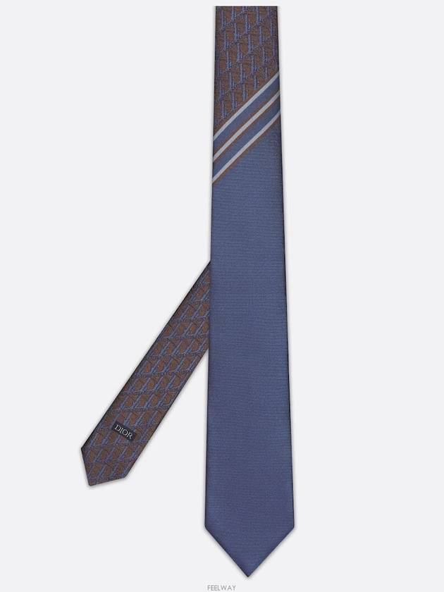 Oblique Stripe Silk Tie Blue Brown - DIOR - BALAAN 6