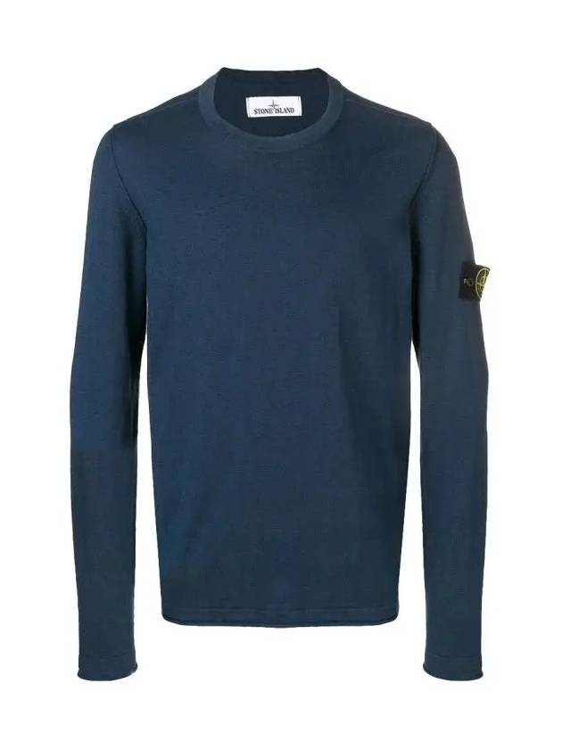 Wappen Patch Crew Neck Knit Top Blue - STONE ISLAND - BALAAN 3