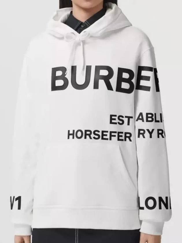 Women's Horseferry Print Hooded Top White - BURBERRY - BALAAN.