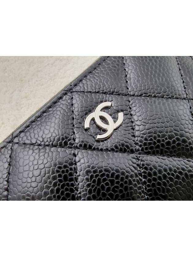 Classic Zipped Coin Purse Grained Calfskin Silver Black - CHANEL - BALAAN 7