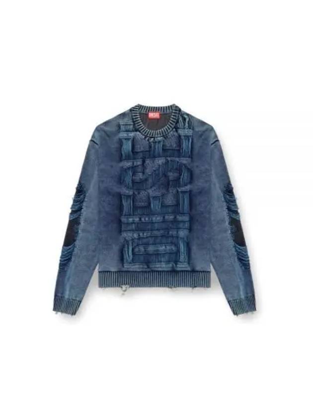 K Rottissimo Floating Yarn Logo Knit Top Blue - DIESEL - BALAAN 2