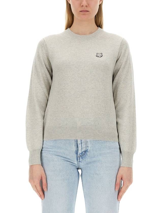 Bold Fox Head Wool Knit Top Grey - MAISON KITSUNE - BALAAN 5