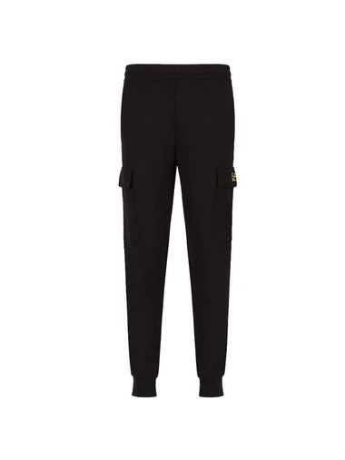 EA7 Logo Cargo Jogger Track Pants Black - EMPORIO ARMANI - BALAAN 1