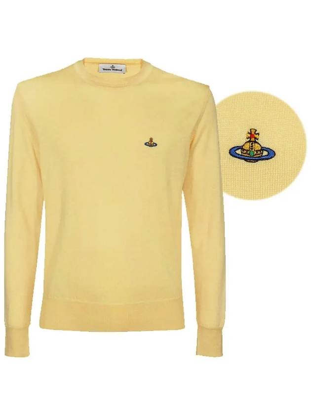 Men's ORB Embroidered Logo Wool Knit Top Yellow - VIVIENNE WESTWOOD - BALAAN 3